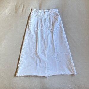 Free People We The Free "Come As You Are" White Denim Maxi Skirt